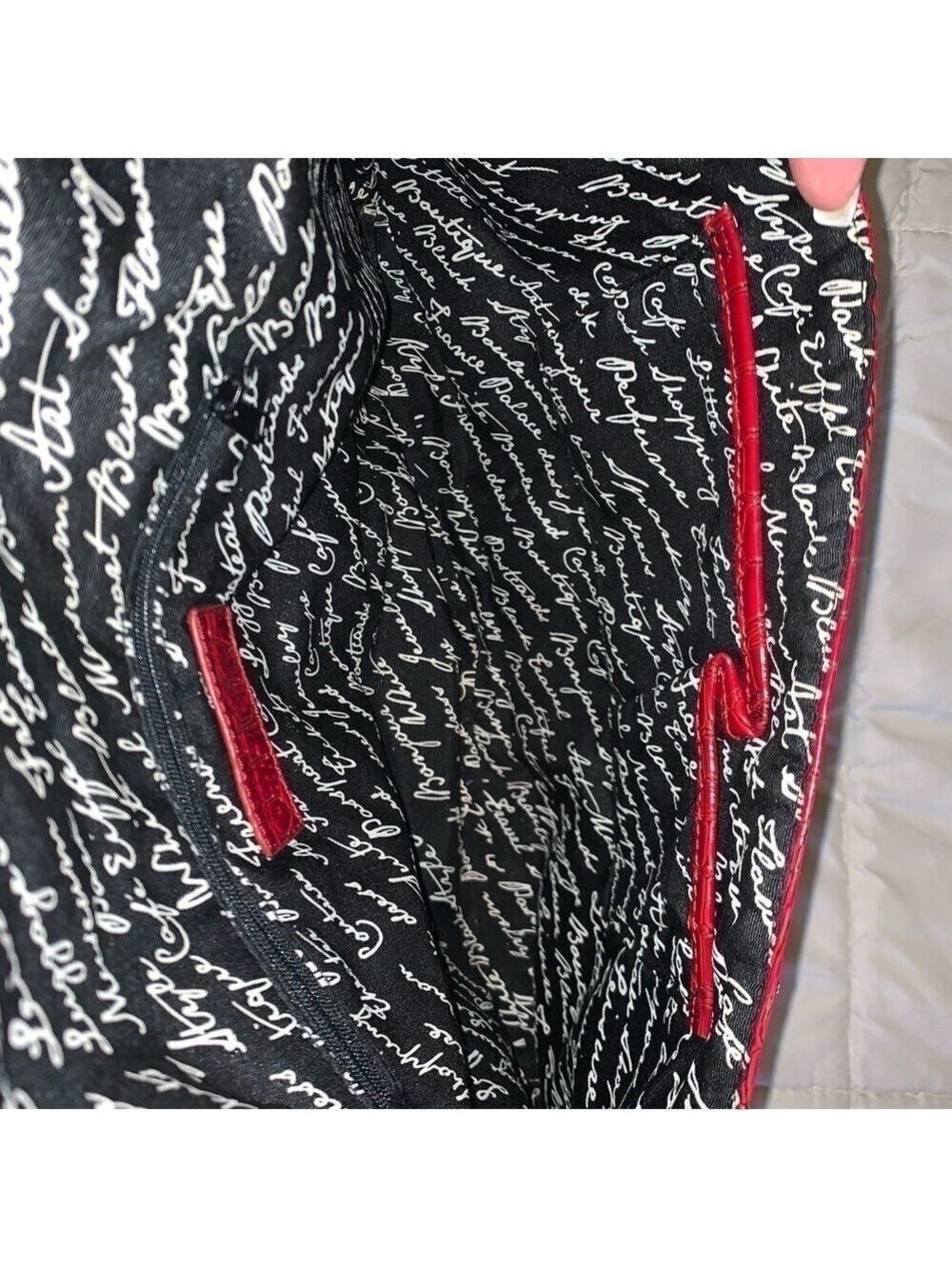 WHITE HOUSE BLACK MARKET Red Croc Embossed Large Clutch - Picture 7 of 8